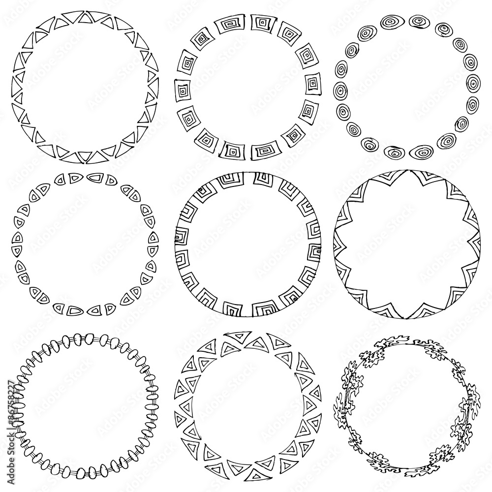 Set of 9 hand-draw vector victory laurel wreaths for stationary. Set of 9 hand-draw vector victory laurel wreaths for stationary.