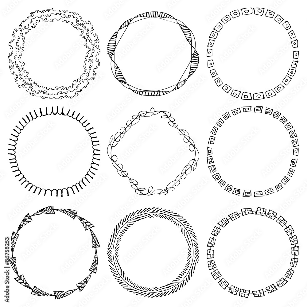 vector set of decorative, doodle, floral wreathes. vector set of decorative, doodle, floral wreathes.