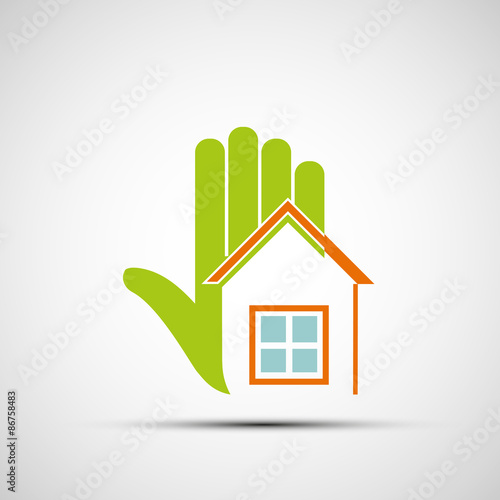 Logo of the human hand and at home.