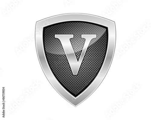 letter shield icon logo v