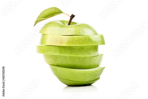 closeup sliced green apple