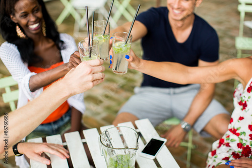 Young multiracial friends a...