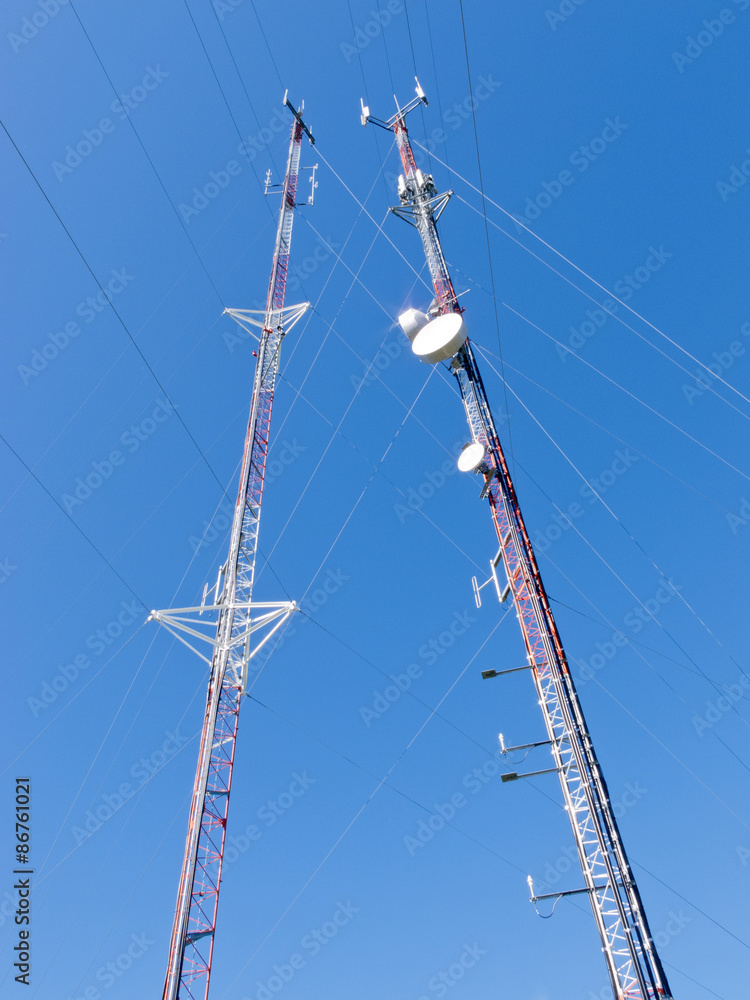 Two lattice telecommunication antenna towers Two lattice telecommunication antenna towers