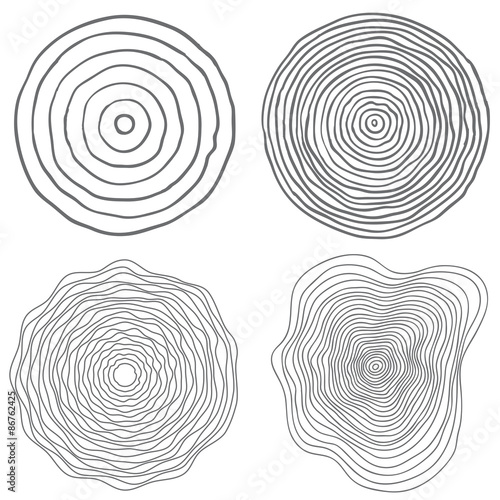 vector tree rings background and saw cut tree trunk