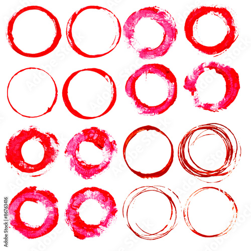 Vector set of Wine stain circles, splashes and spot isolated on white
