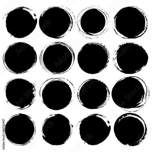 Set of Big black grunge silhouette circle on white background. Zen