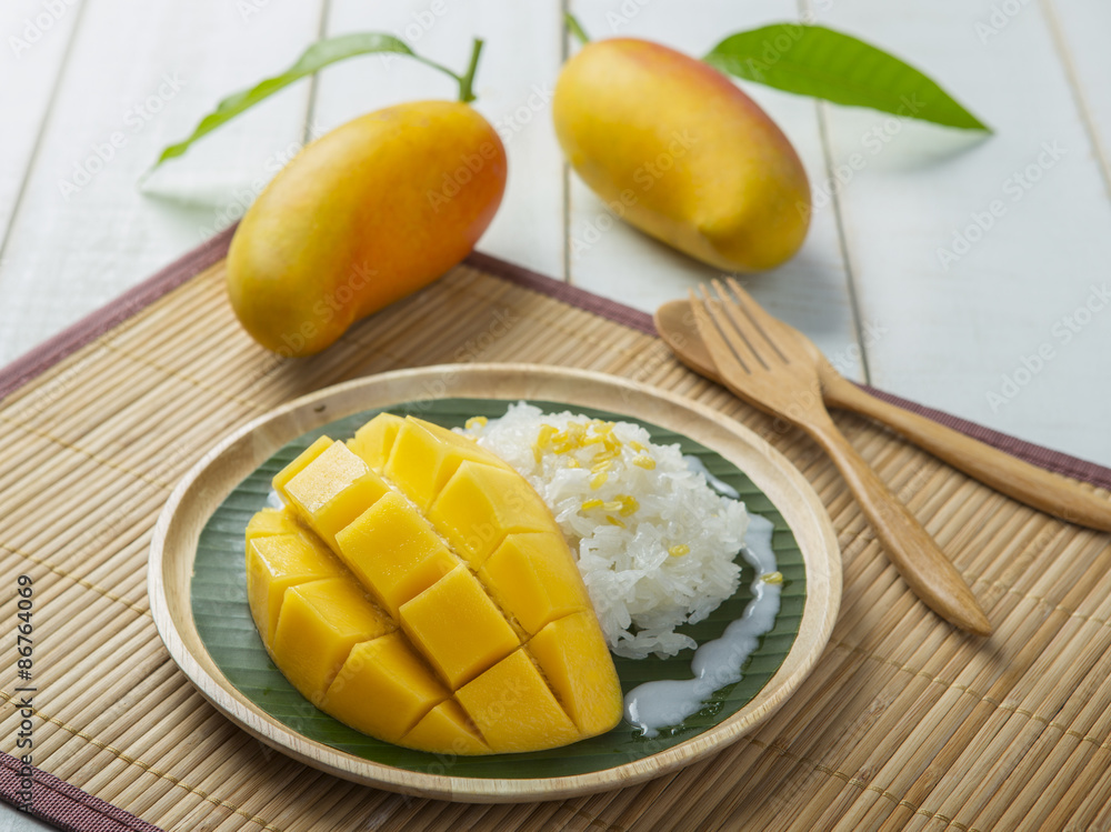 Dessert sweet sticky rice with mango coconut milk Dessert sweet sticky rice with mango coconut milk