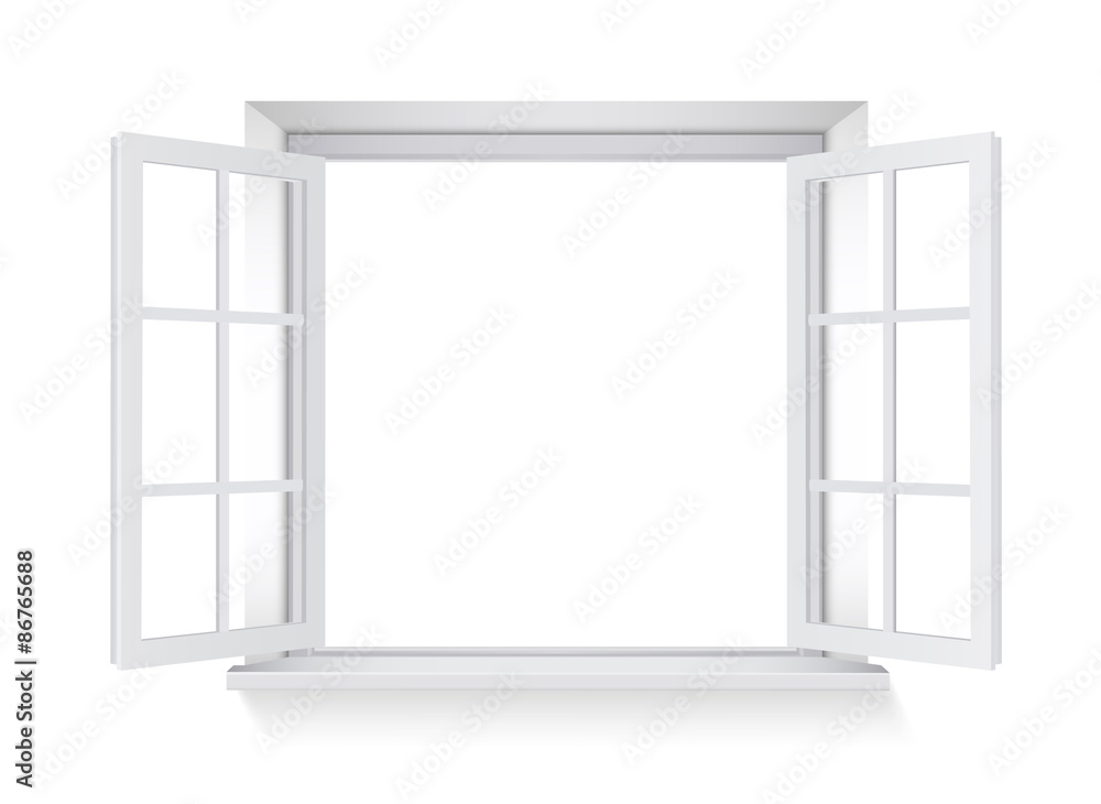Opened window. Vector illustration. Opened window. Vector illustration.