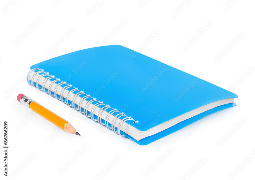 Notebook and pencil isolated on white background Notebook and pencil isolated on white background