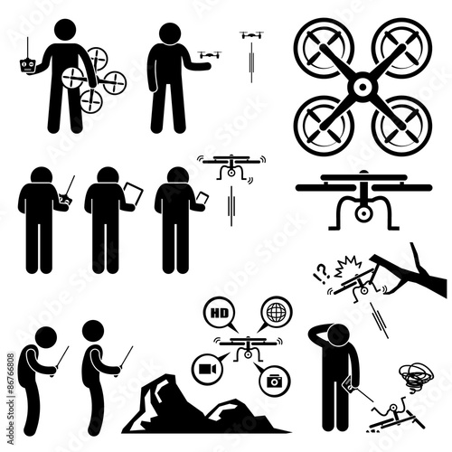 Man Controlling Flying Drone Quadcopter