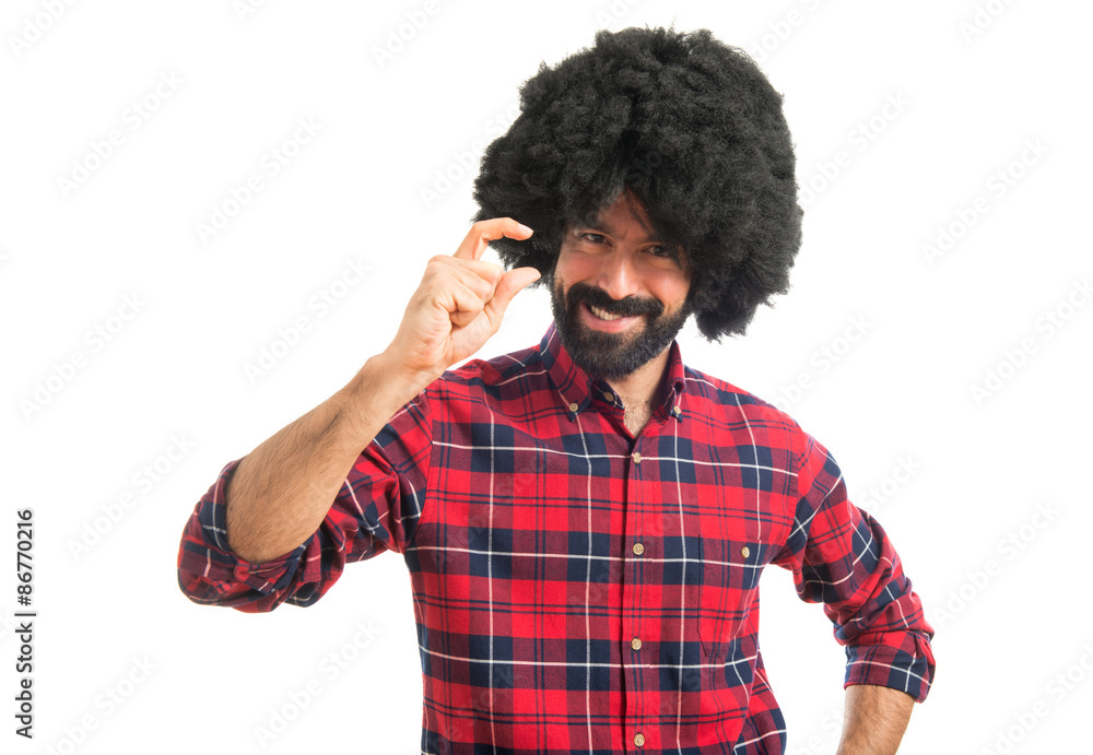 Afro man doing tiny sign Afro man doing tiny sign