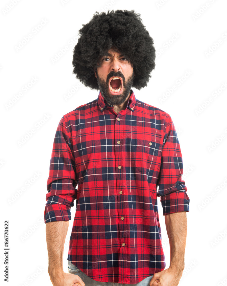 Afro man shouting Afro man shouting