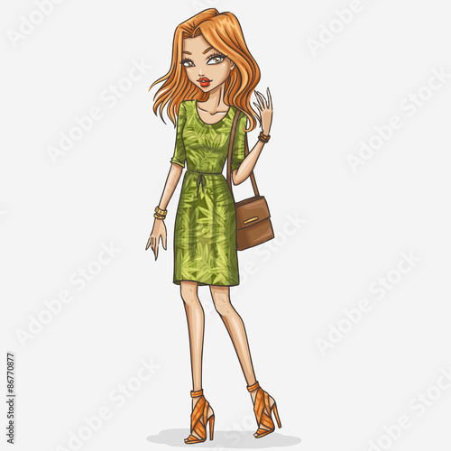 Hand drawn fashion girl illustration