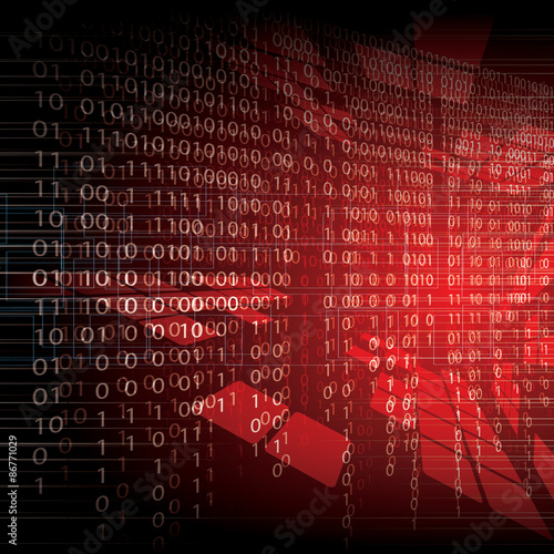 Abstract tech binary red background