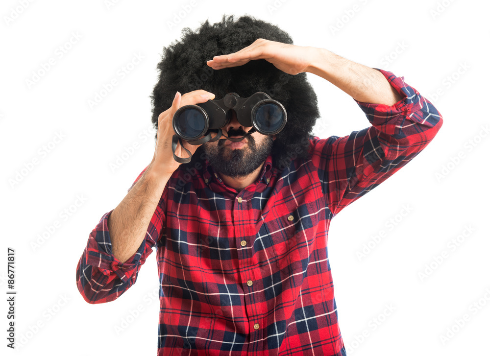 Afro with binoculars Afro with binoculars
