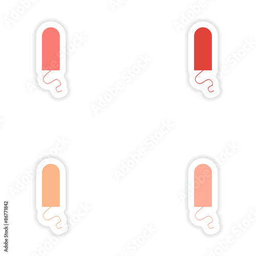 assembly realistic sticker design on paper hygienic tampons