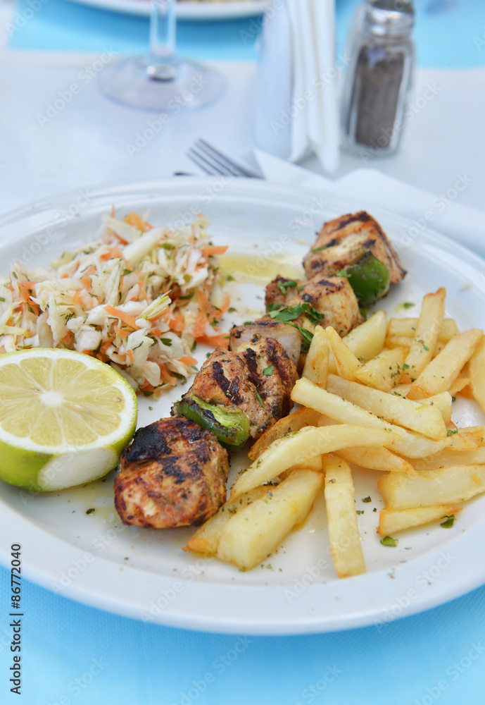 Traditional greek food - souvlaki Traditional greek food - souvlaki