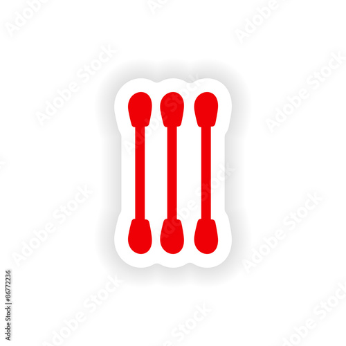 icon sticker realistic design on paper ear sticks