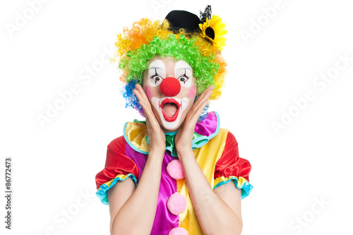 Leinwand Poster Funny clown - colorful portrait