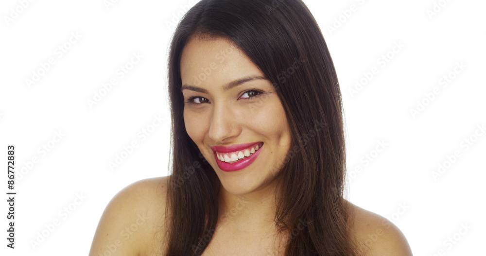 Mexican woman smiling and looking at camera Mexican woman smiling and looking at camera