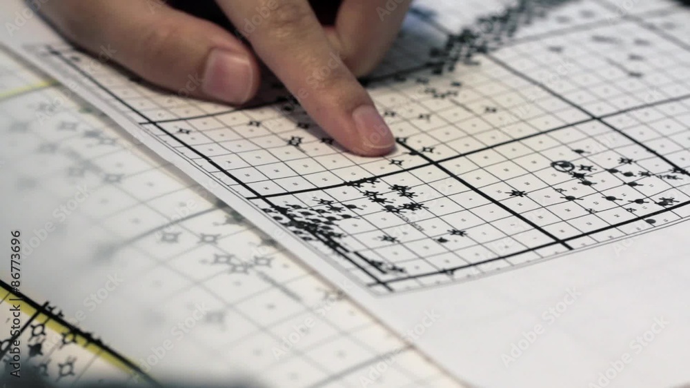 Marking off petroleum wells on chart Marking off petroleum wells on chart