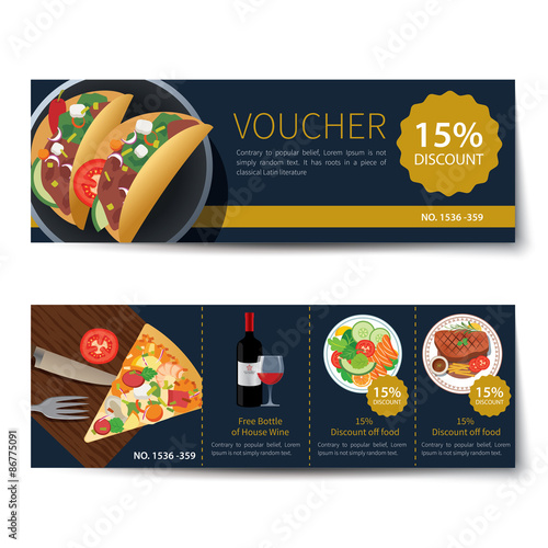 set of food voucher discount template design