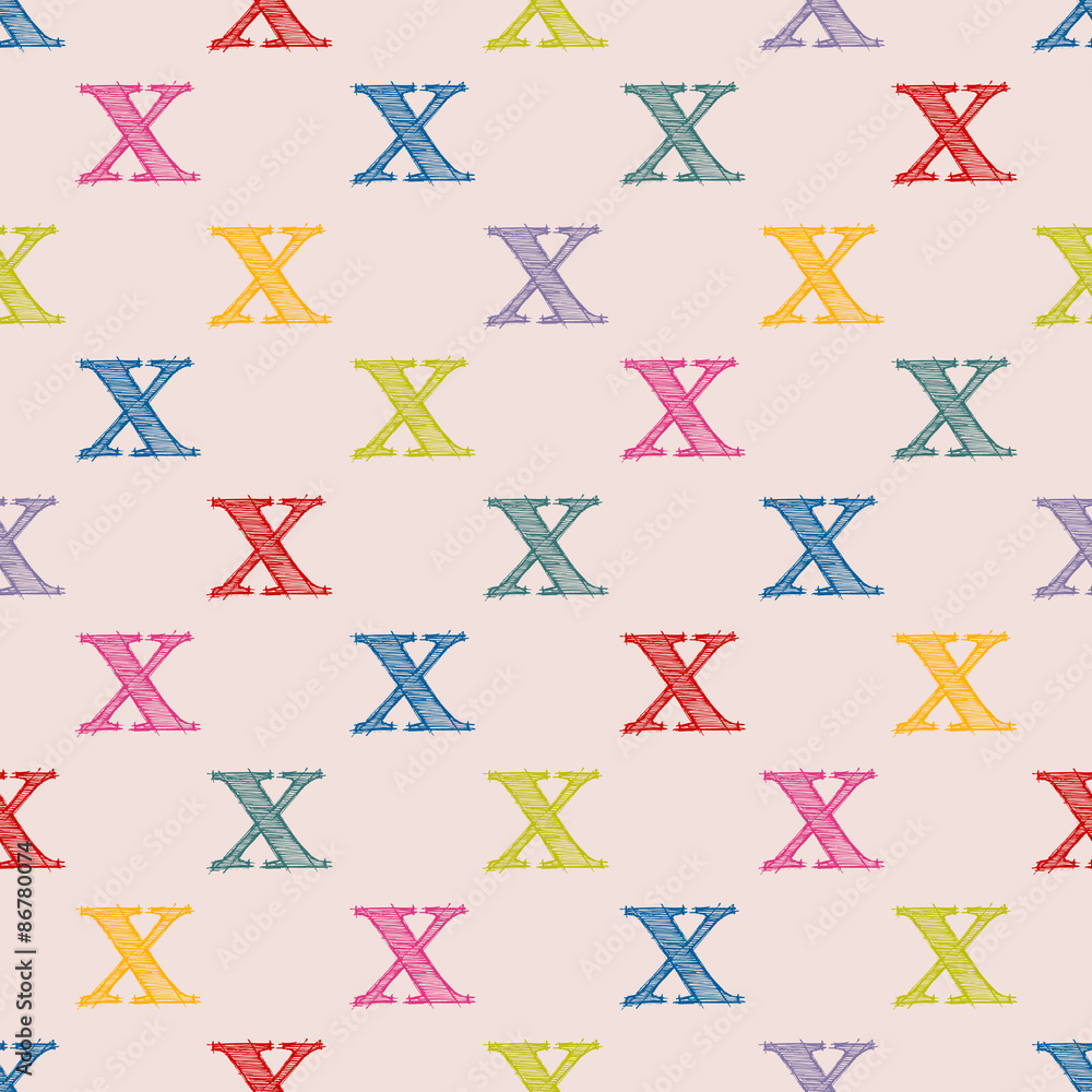 Scribbled X letter pattern design