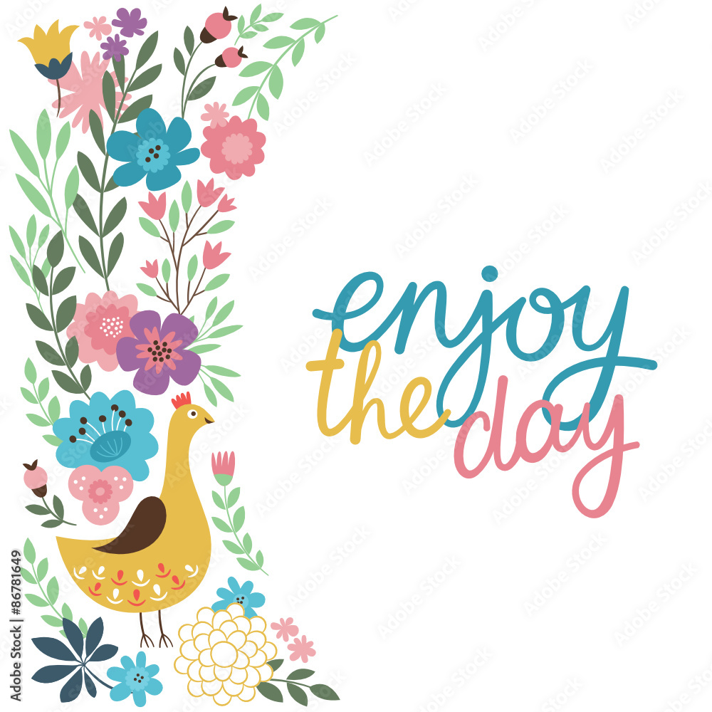 greeting card design, lettering enjoy the day greeting card design, lettering enjoy the day