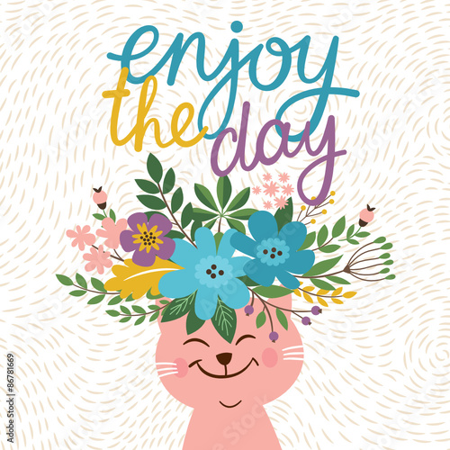 greeting card design, lettering enjoy the day