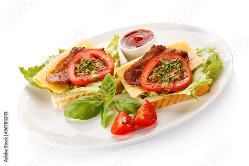 Sandwiches on white background 