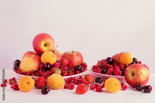 Fruits and berries (apples, apricots, raspberries. strawberry, c