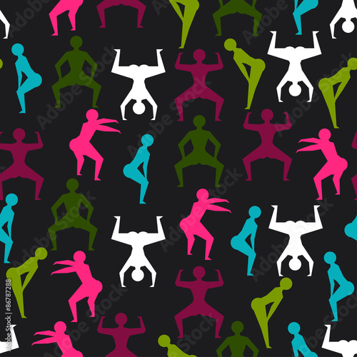 Twerk and booty dance seamless pattern with stylized figures