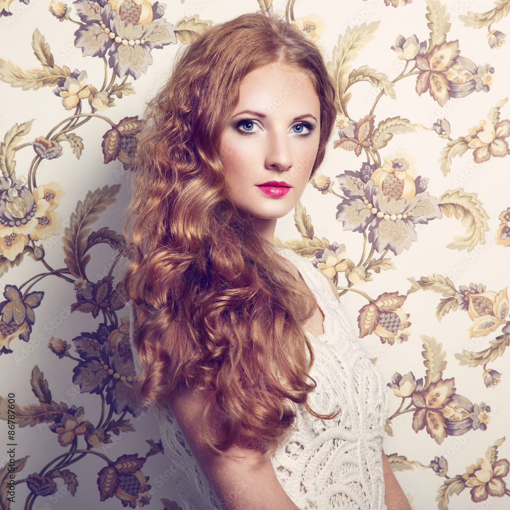 Beautiful girl on a floral background. Beautiful girl on a floral background.
