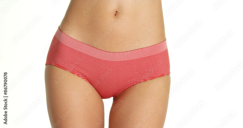 Woman wearing red striped underwear Woman wearing red striped underwear