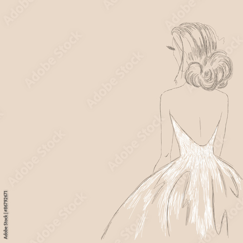 Sketch of the bride. Vector Illustration