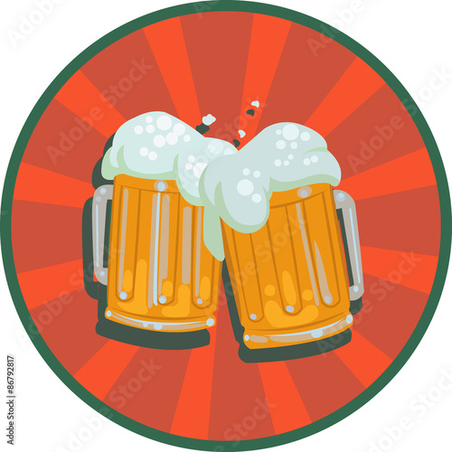 two mugs  beer with foam