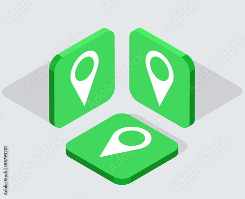 Vector modern 3 isometric app icons 
