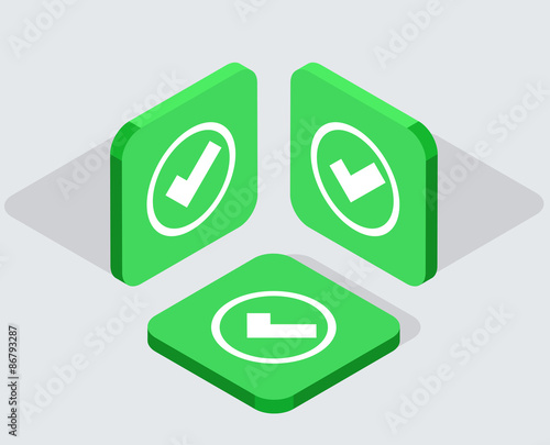 Vector modern 3 isometric app icons 
