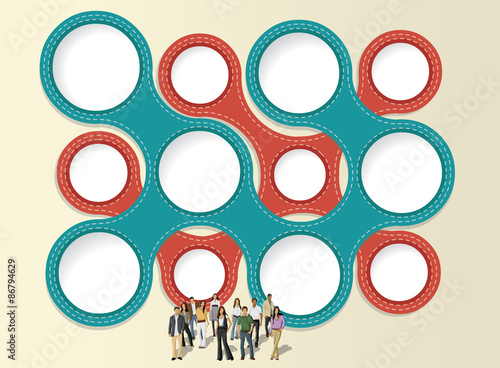 colorful template for advertising brochure with business people