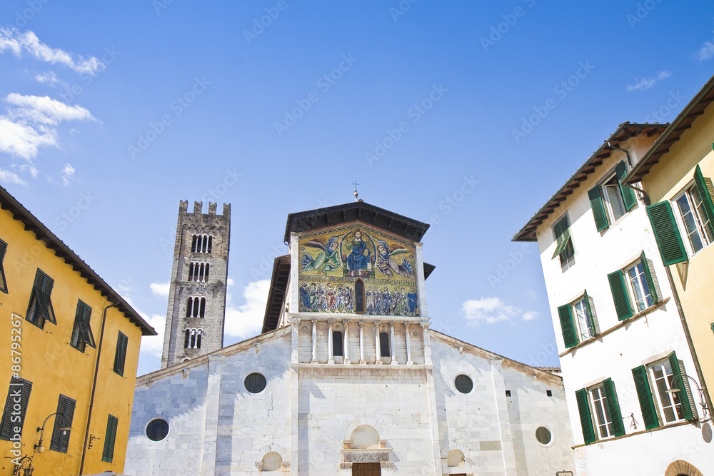 Detail of the facade of San Lorenzo church (Italy-Tuscany-Lucca)