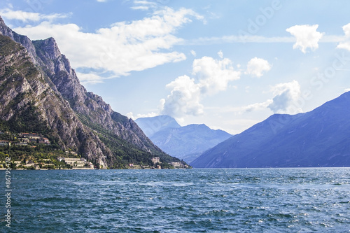 Alpine Lake Garda in the mountains near Limone sul Garda