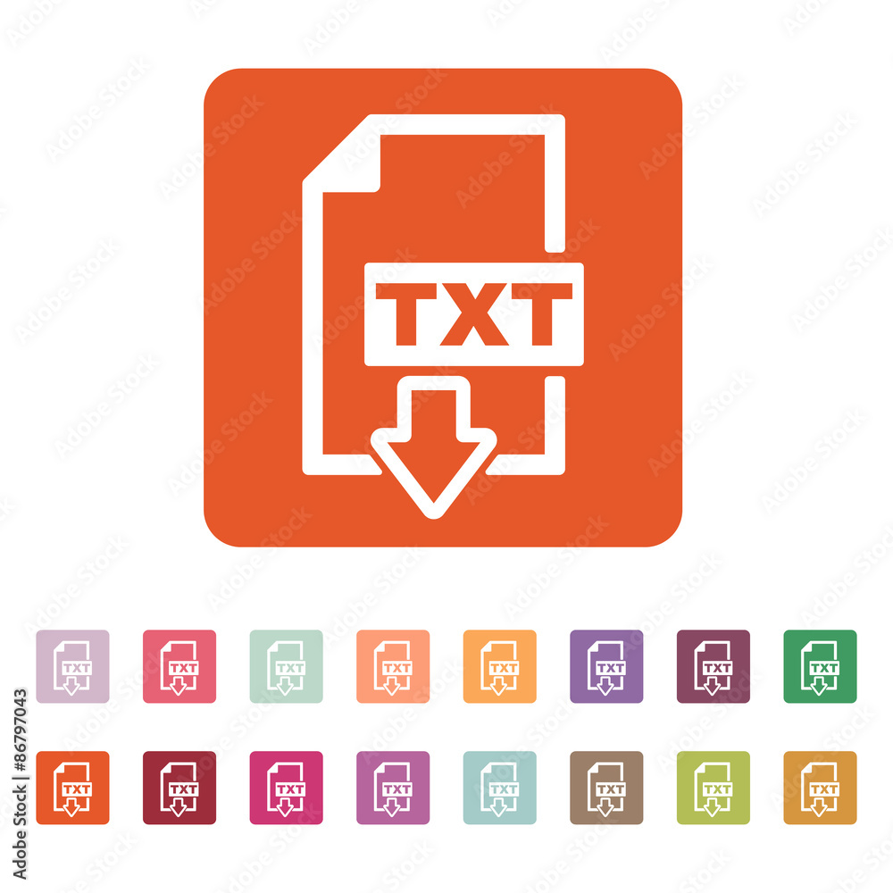 The TXT icon. Text file format symbol. Flat The TXT icon. Text file format symbol. Flat