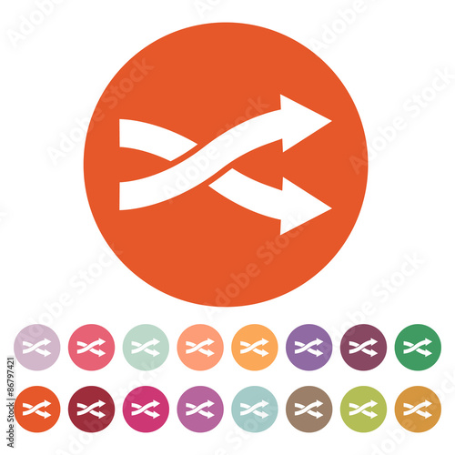 The intersecting arrows icon. Exchange and  turn, cross symbol. Flat