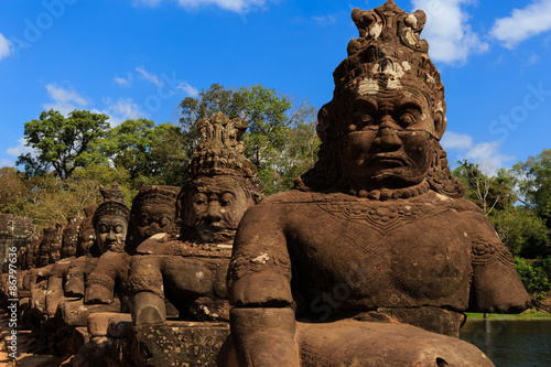 Amazing Sculpture at South Gate of Angkor Thom
