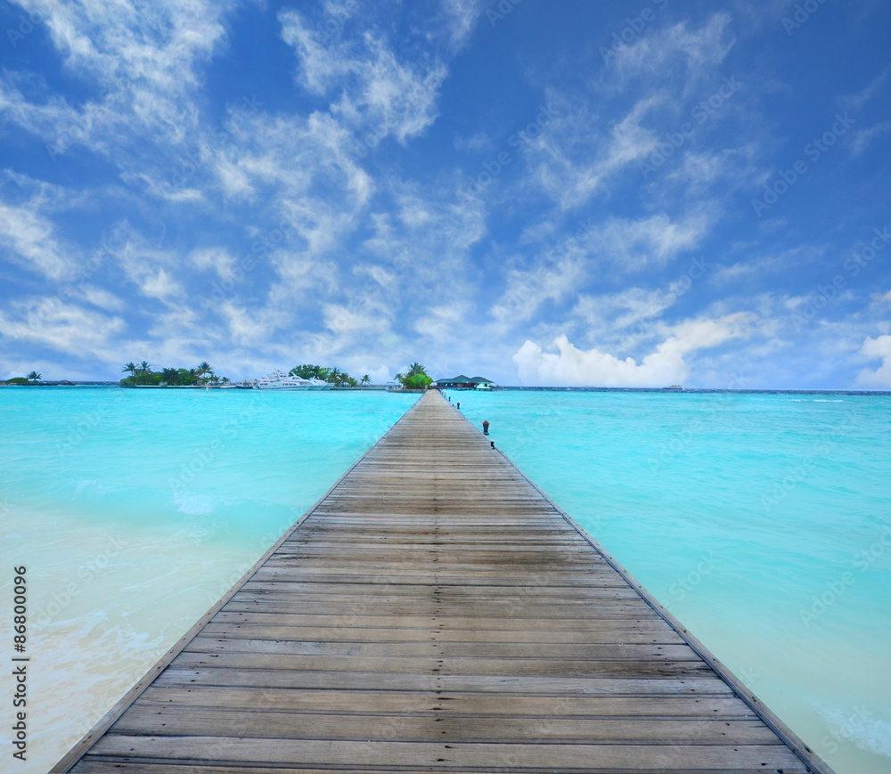 Pathway on the ocean in Maldives