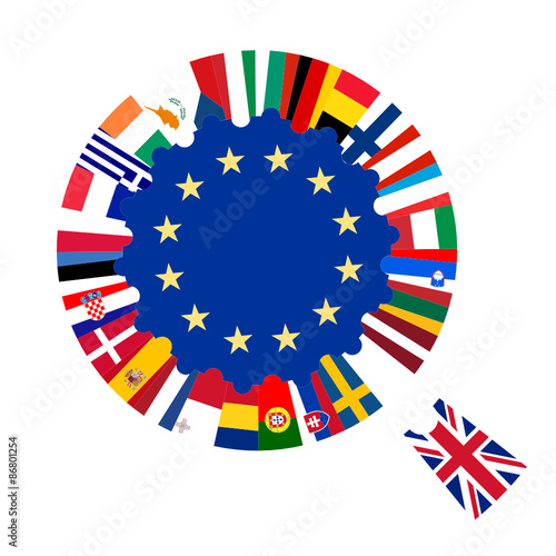 BREXIT – Jigsaw with EU countries and British flag apart 