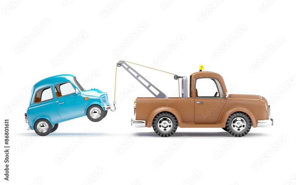 tow truck and car side view tow truck and car side view