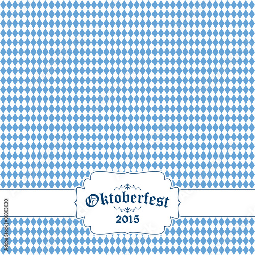 Oktoberfest background with blue-white checkered pattern