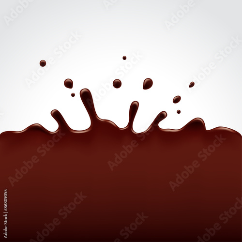 Hot chocolate splash on white background