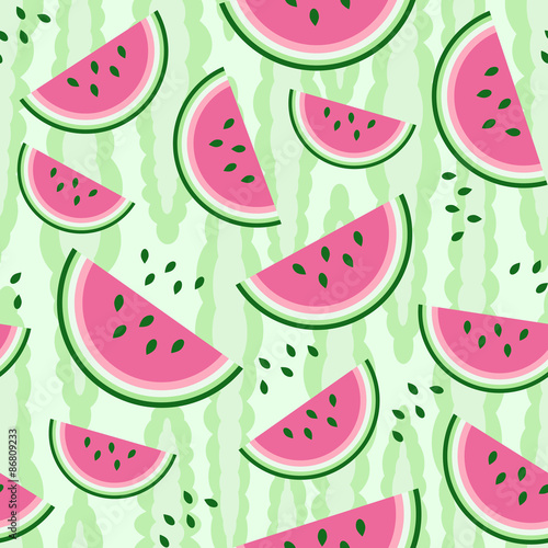 Watermelon seamless pattern. Colorful vector illustration.